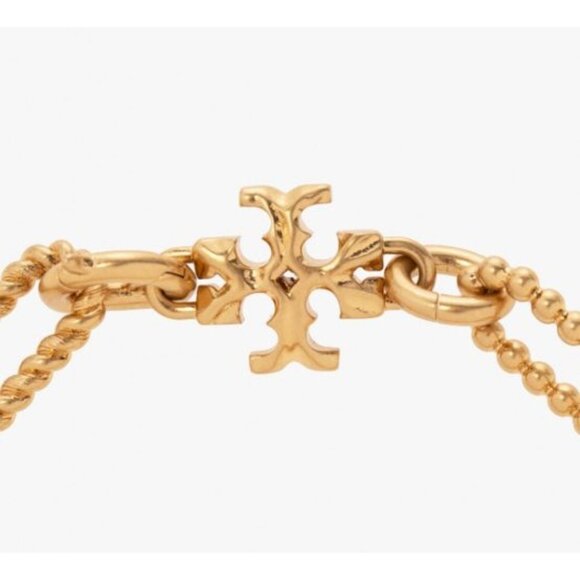 Tory Burch Roxanne Gold-Tone Chain Link Bracelet With Signature Logo Charm - Picture 2 of 5